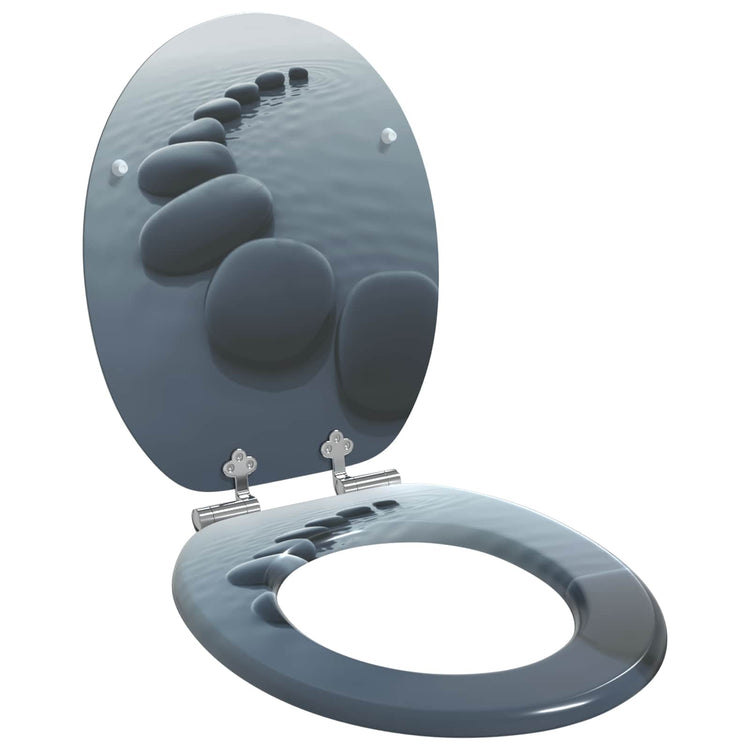 Vidaxl zachte sluit toiletbril 2 st grijs 44 x 38 cm mdf-plaat