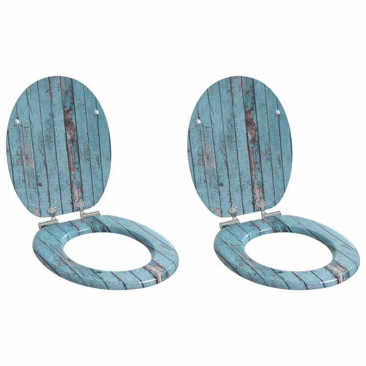 Vidaxl zachte sluit toiletbril 2 st blauw 44 x 38 cm mdf-plaat