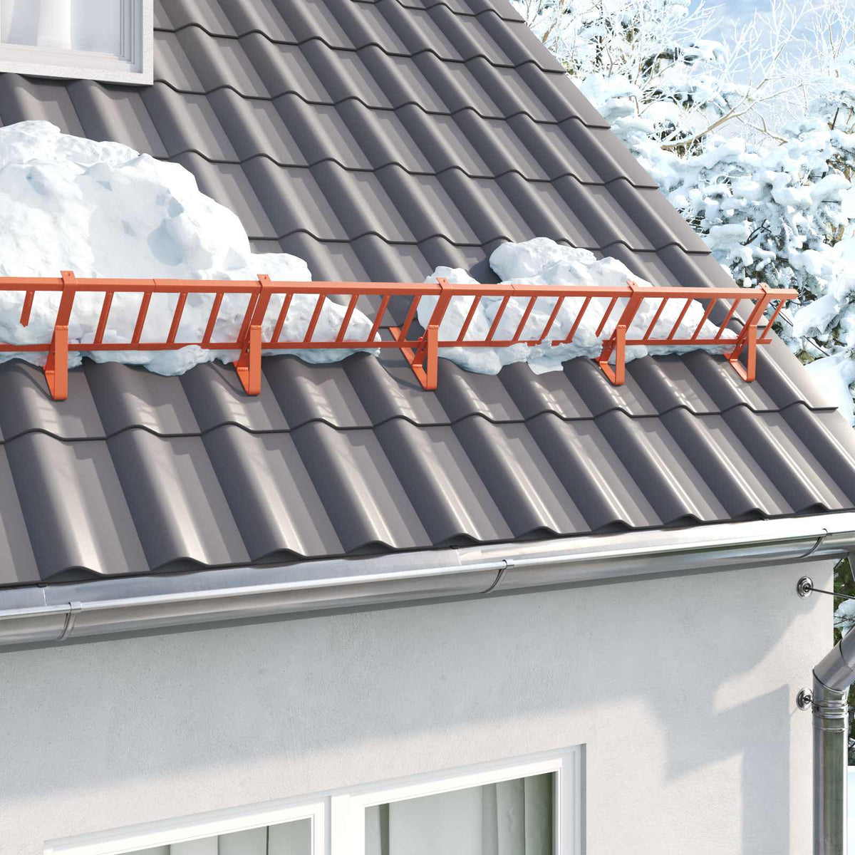 Vidaxl sneeuwbeveiligingsteun 12 st rood 29,5 x 3 x 34,5 cm staal