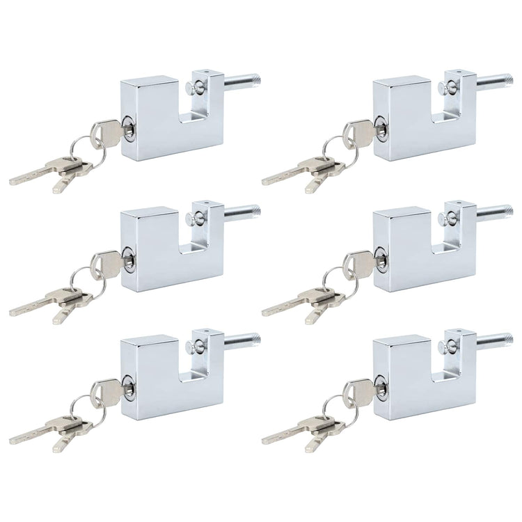 Vidaxl hangslot 6 pcs zilver 6 x 2 x 4,5 cm ijzer