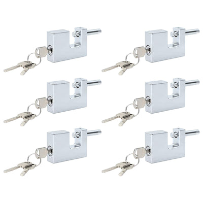 Vidaxl hangslot 6 pcs zilver 7 x 1,9 x 5 cm ijzer