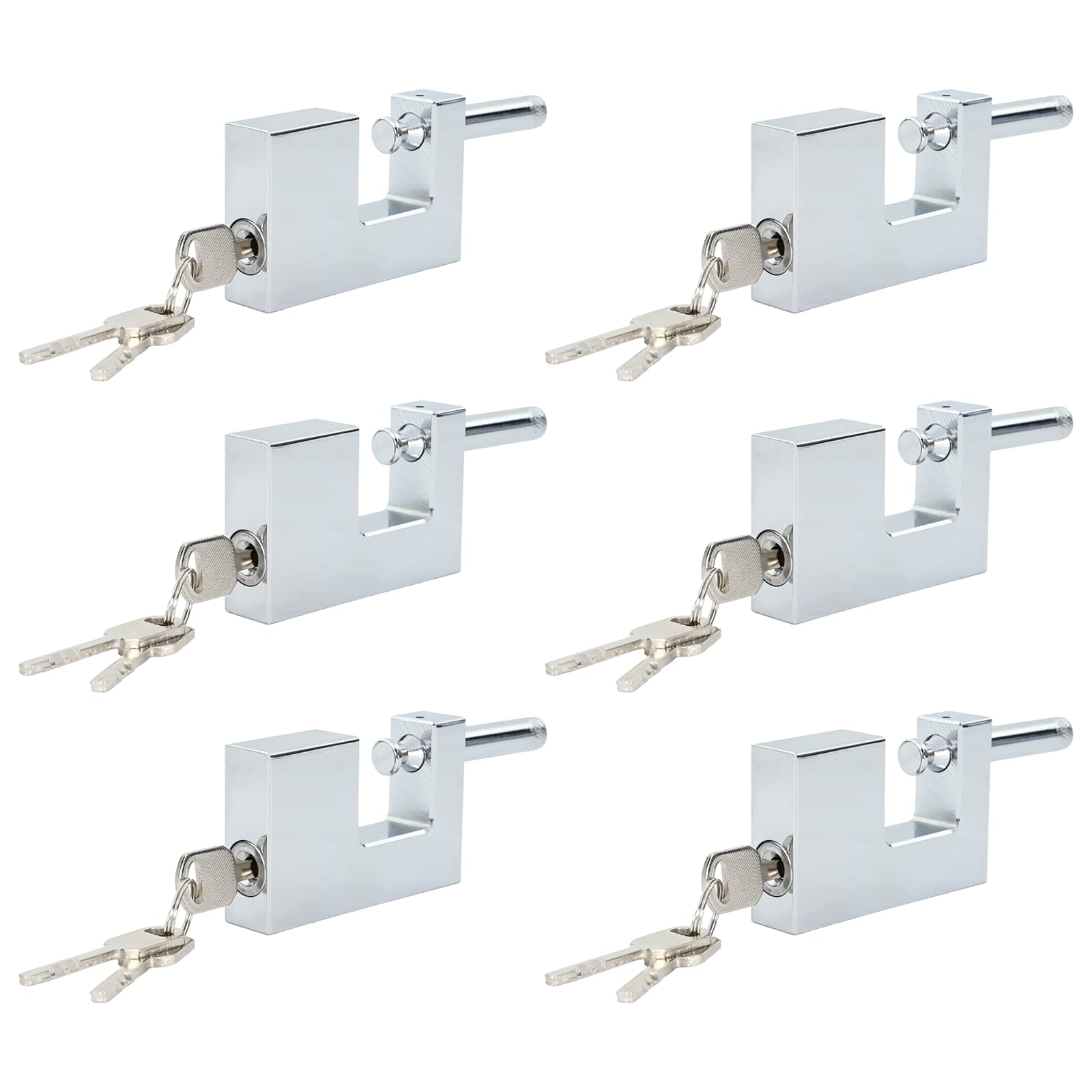 Vidaxl hangslot 6 pcs zilver 8,7 x 1,9 x 5,5 cm ijzer