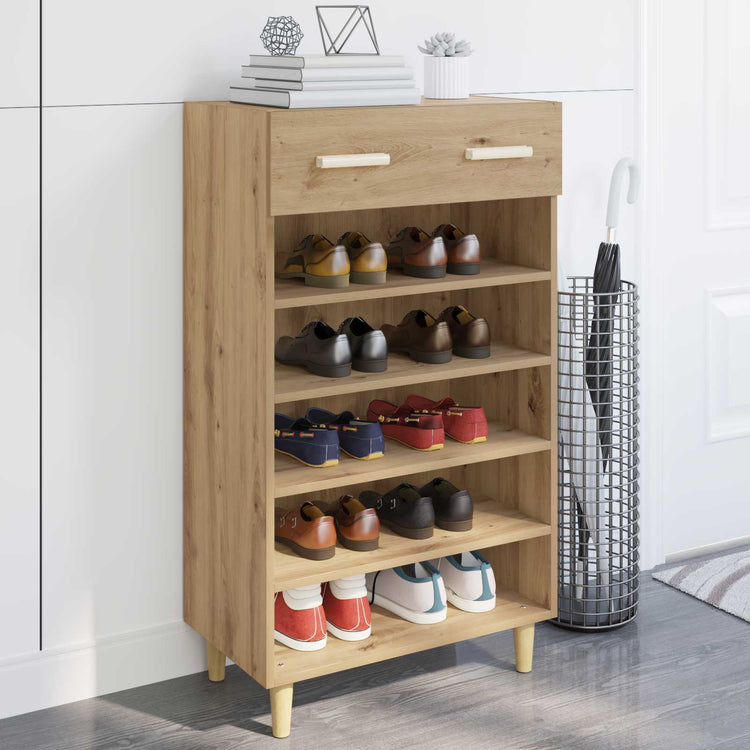 Vidaxl schoenenkast 60 x 35 x 105 cm bewerkt hout artisanaal eiken