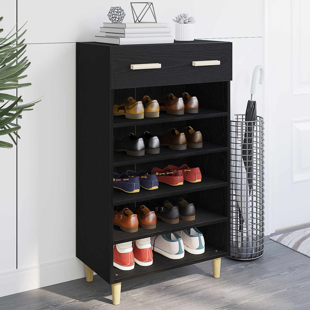 Vidaxl schoenenkast 60 x 35 x 105 cm bewerkt hout zwart eiken