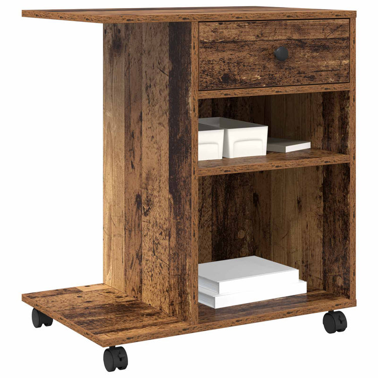 Vidaxl printerstand oud hout 60 x 40 x 68,5 cm bewerkt hout