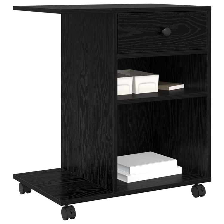Vidaxl printerstand zwart eiken 60 x 40 x 68,5 cm bewerkt hout