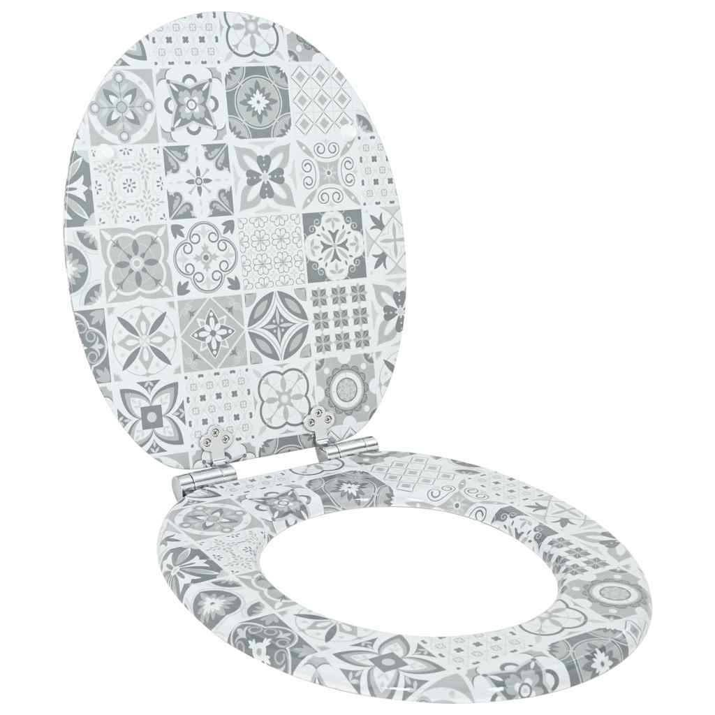 Vidaxl toiletzitting blauw en wit porselein 44 x 38 cm bewerkt hout