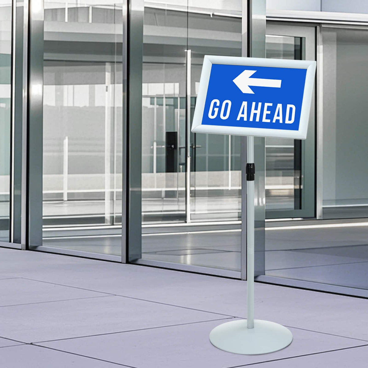 Vidaxl pedestal posterstand 33 x 33 x 126 cm pvc en staal zilver