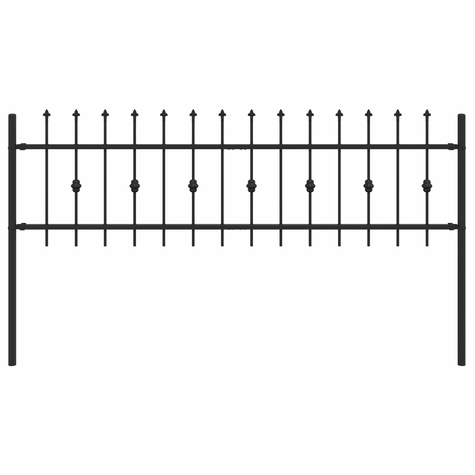 Vidaxl spike fence zwart 200 x 130 cm gepoedercoat staal