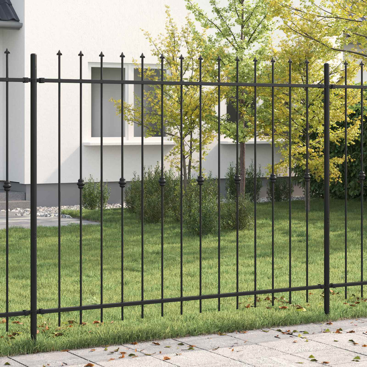 Vidaxl spike fence zwart 200 x 200 cm gepoedercoat staal