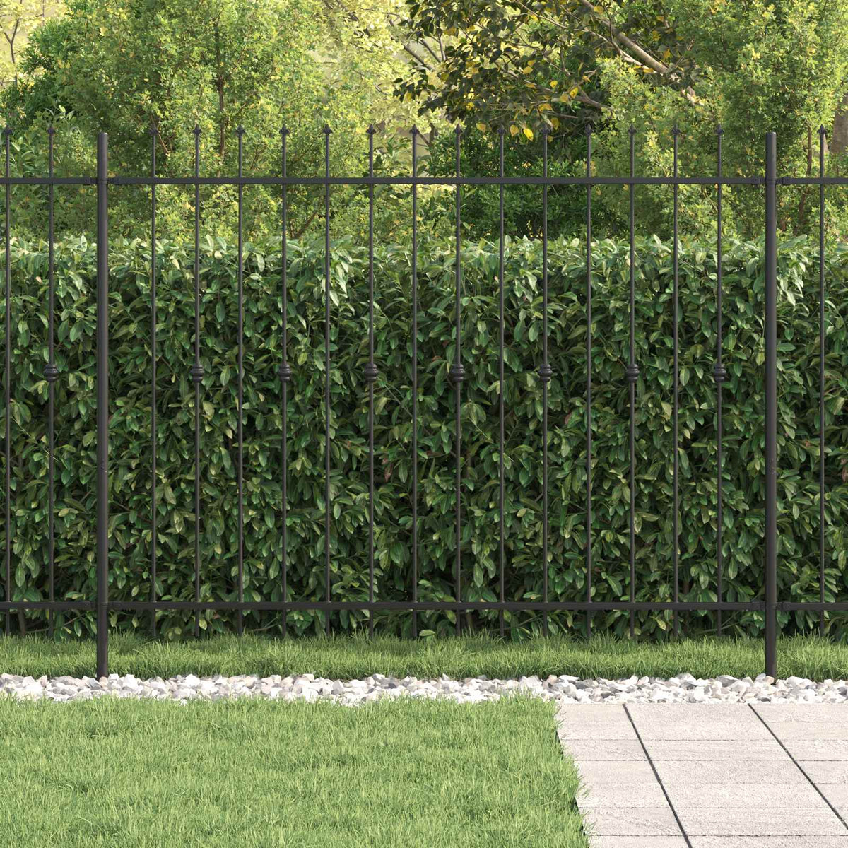Vidaxl spike fence zwart 200 x 200 cm gepoedercoat staal