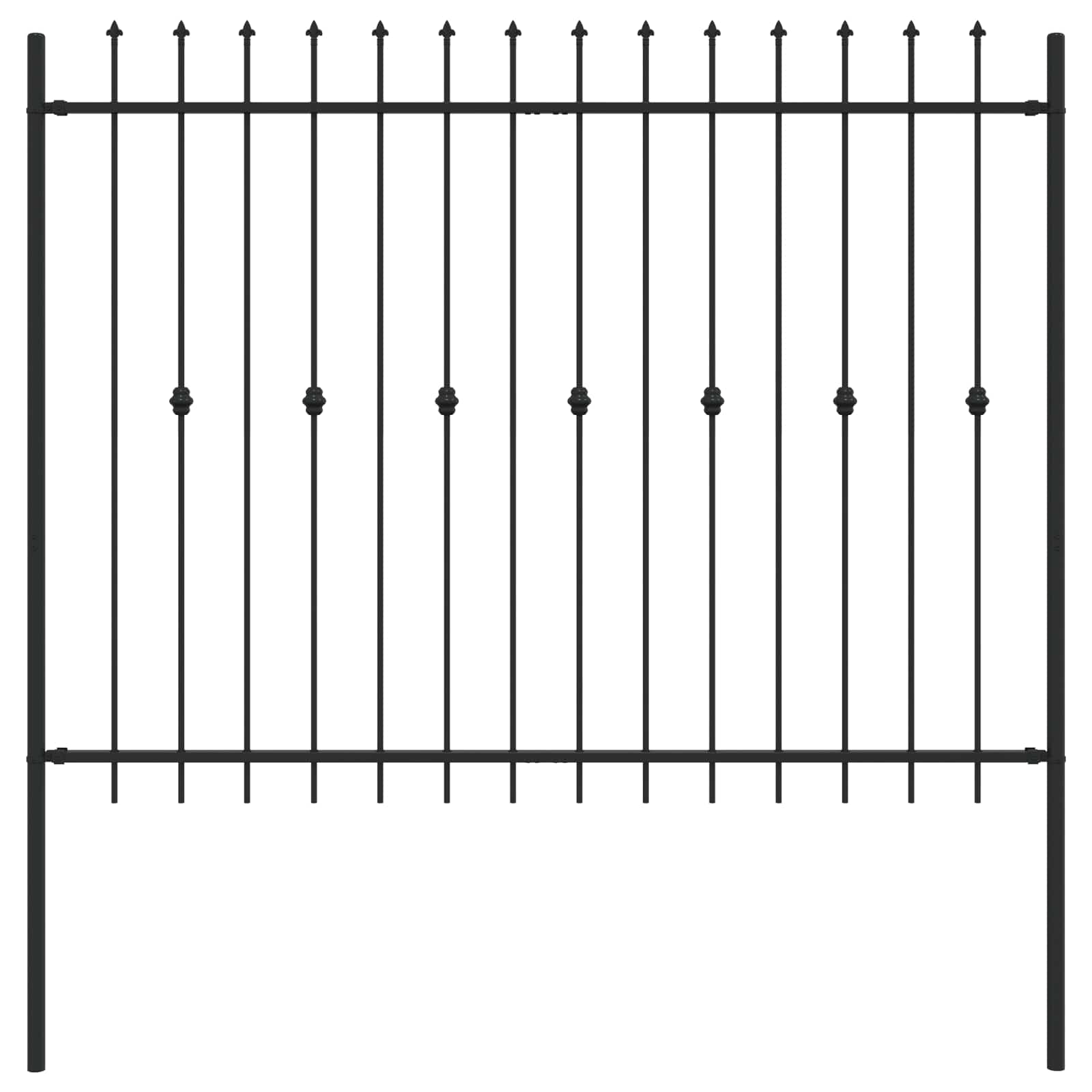 Vidaxl spike fence zwart 200 x 200 cm gepoedercoat staal