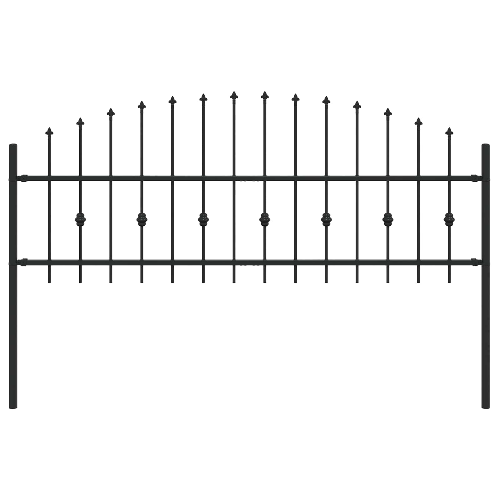 Vidaxl spike fence zwart 200 x 130 cm gepoedercoat staal