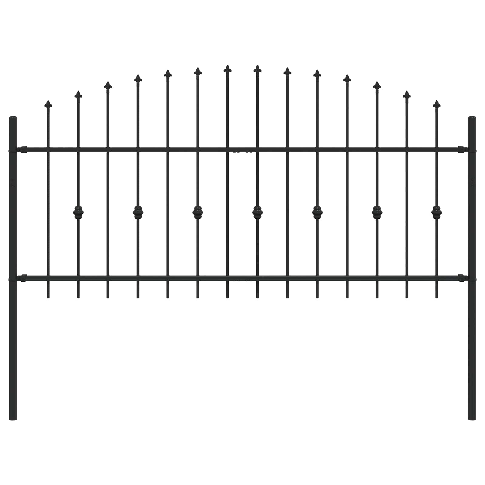 Vidaxl spike fence zwart 200 x 130 cm gepoedercoat staal