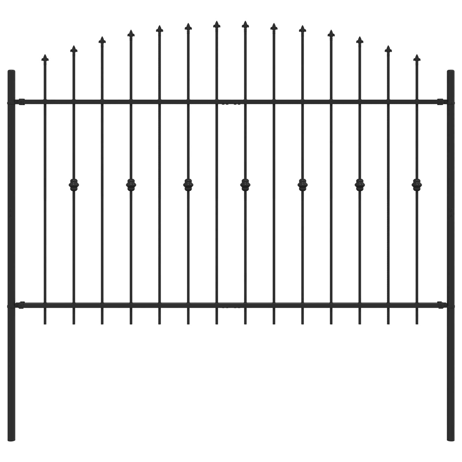 Vidaxl spike fence zwart 200 x 130 cm gepoedercoat staal