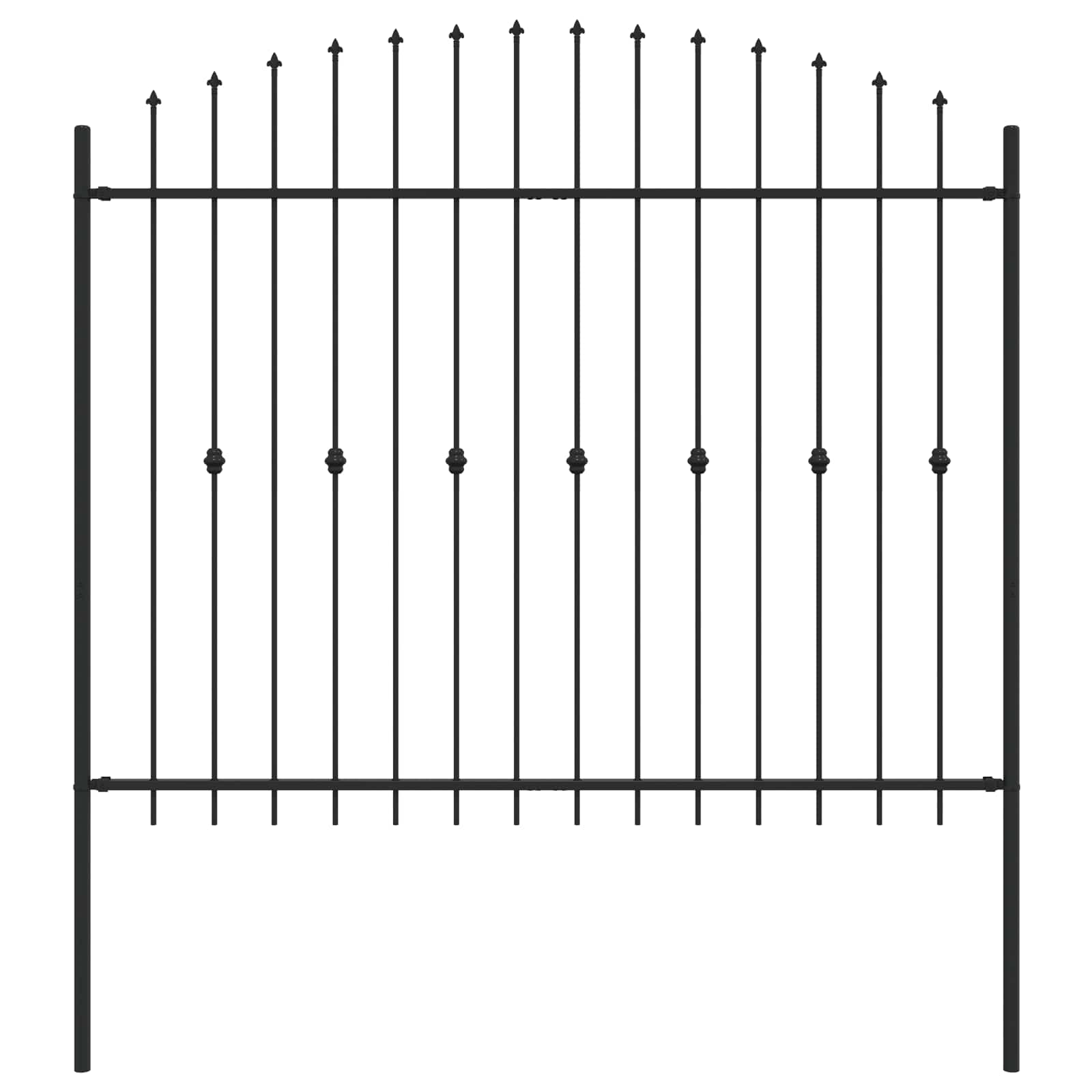 Vidaxl spike fence zwart 200 x 200 cm gepoedercoat staal