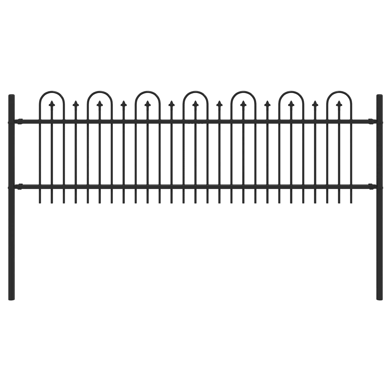 Vidaxl spike boog hek zwart 200 x 130 cm gepoedercoat staal