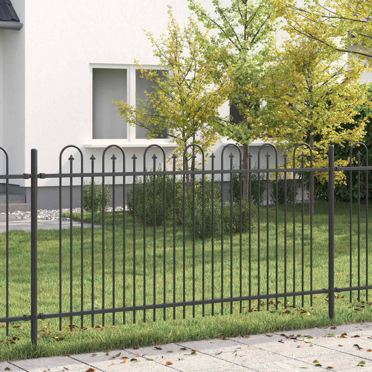 Vidaxl spike boog hek dronten 200 x 150 cm gepoedercoat staal zwart