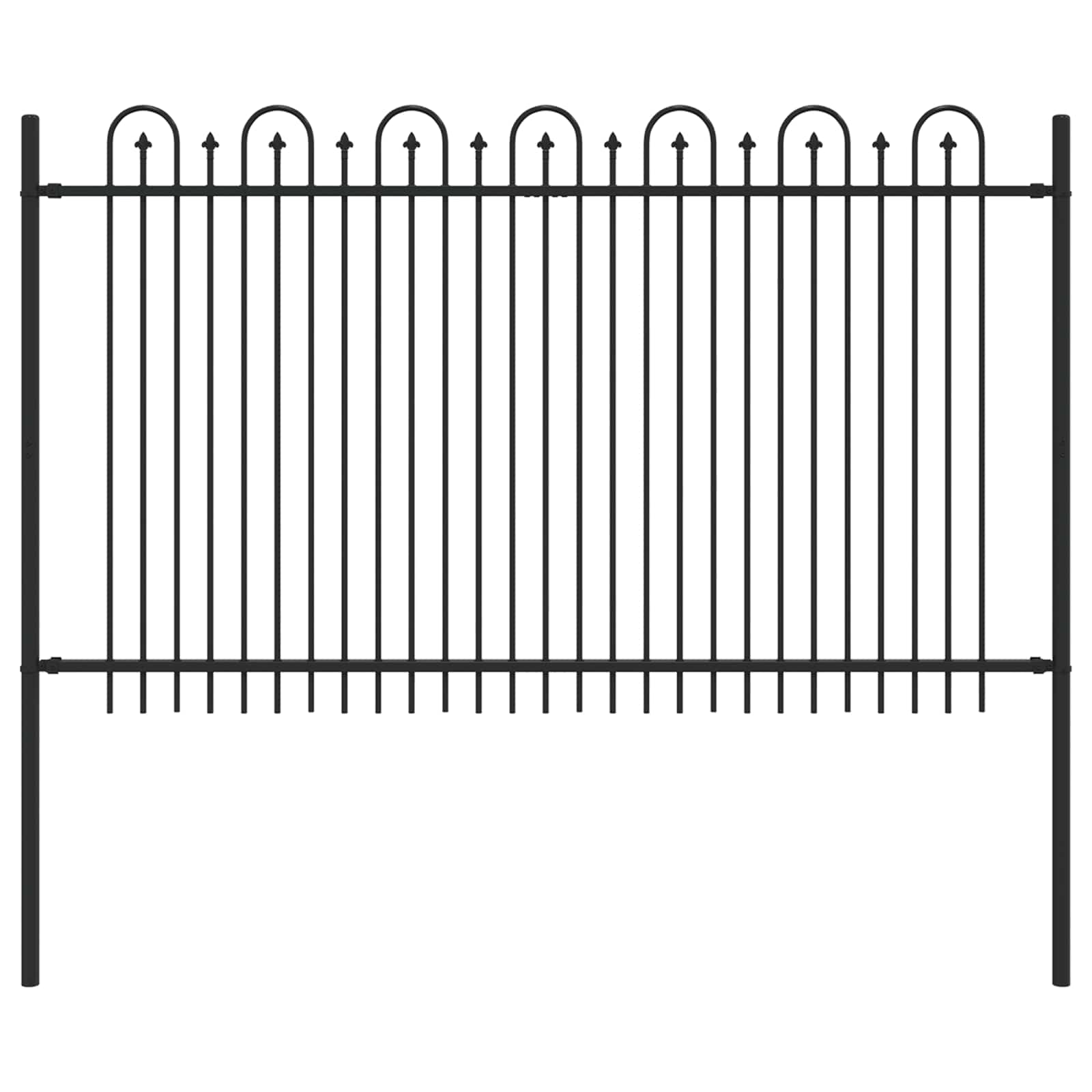 Vidaxl spike boog hek zwart 200 x 130 cm gepoedercoat staal