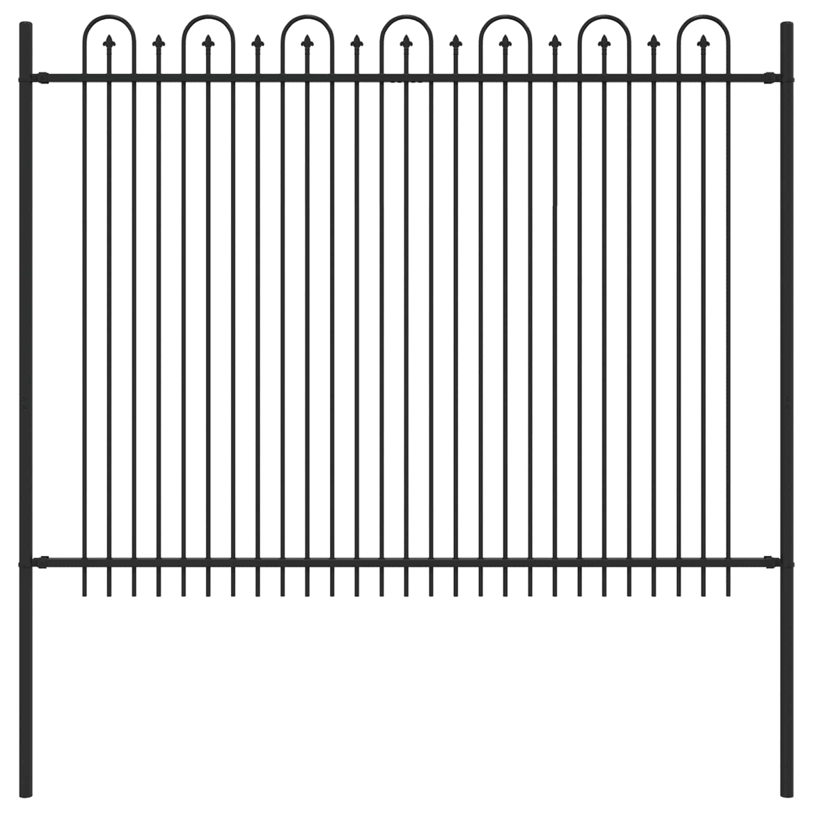 Vidaxl spike boog hek zwart 200 x 200 cm gepoedercoat staal