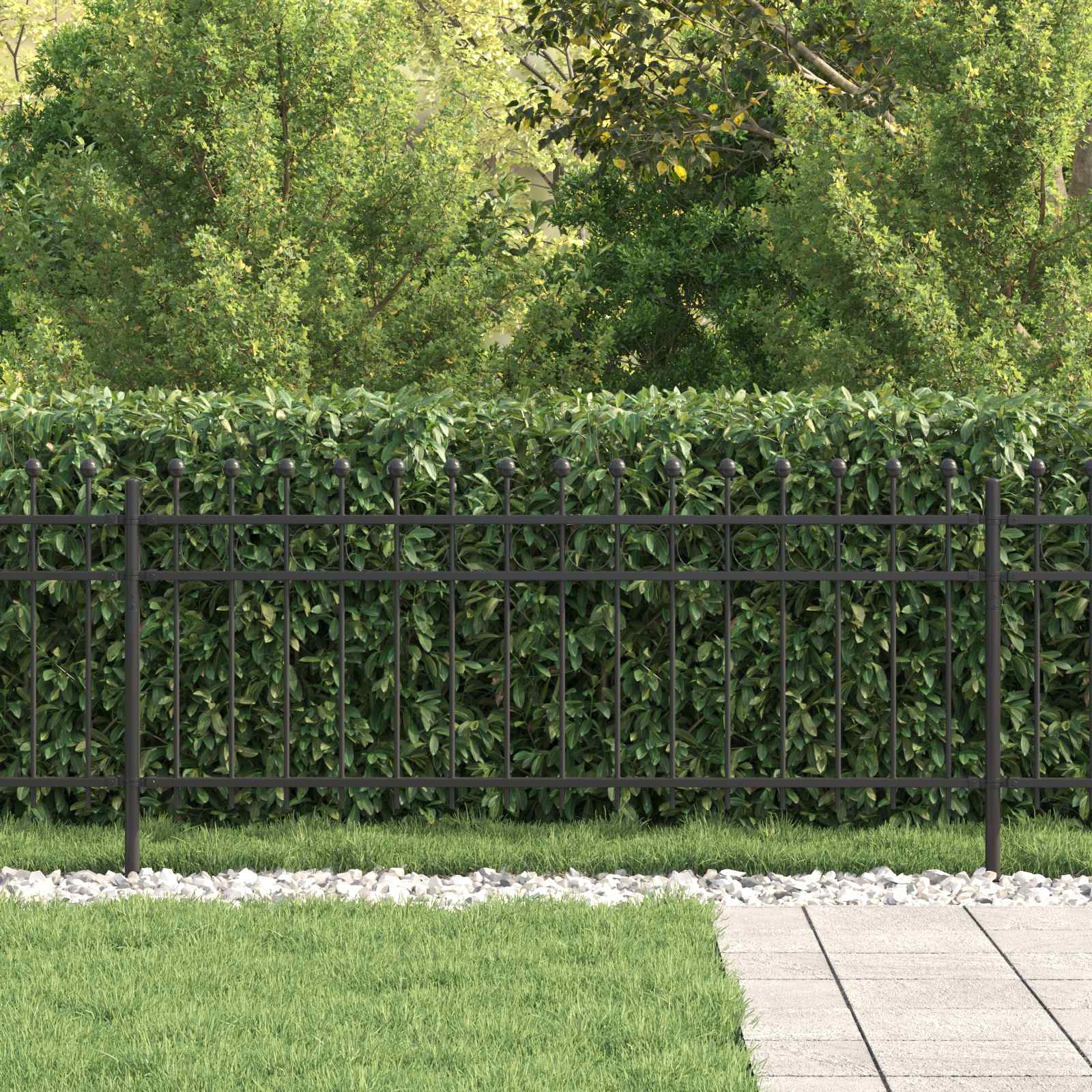 Vidaxl ringhek zwart 200 x 130 cm gepoedercoat staal
