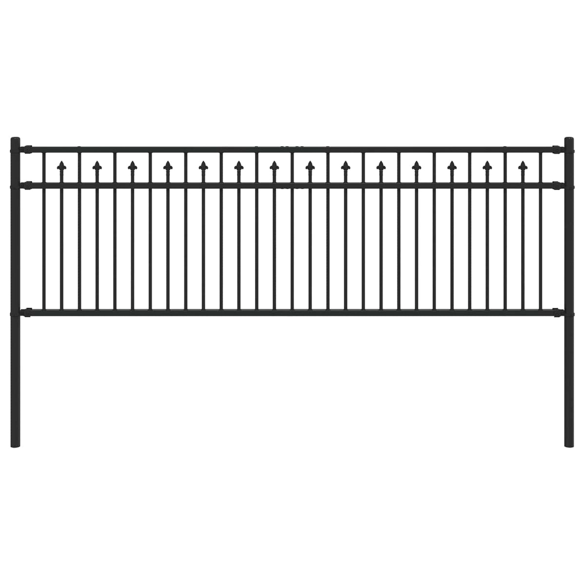 Vidaxl spike hek zwart 200 x 110 cm gepoedercoat staal
