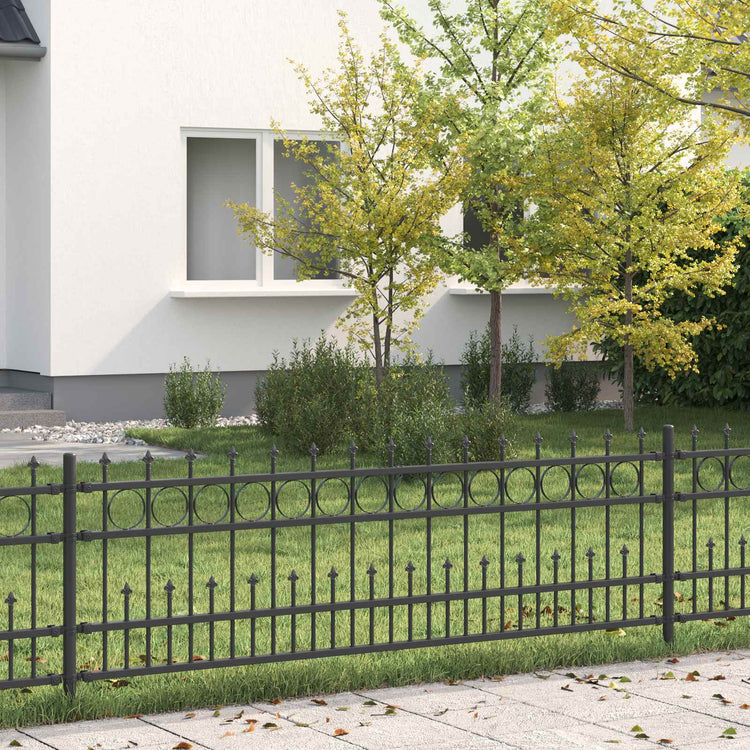Vidaxl spike ring hek zwart 200 x 130 cm gepoedercoat staal