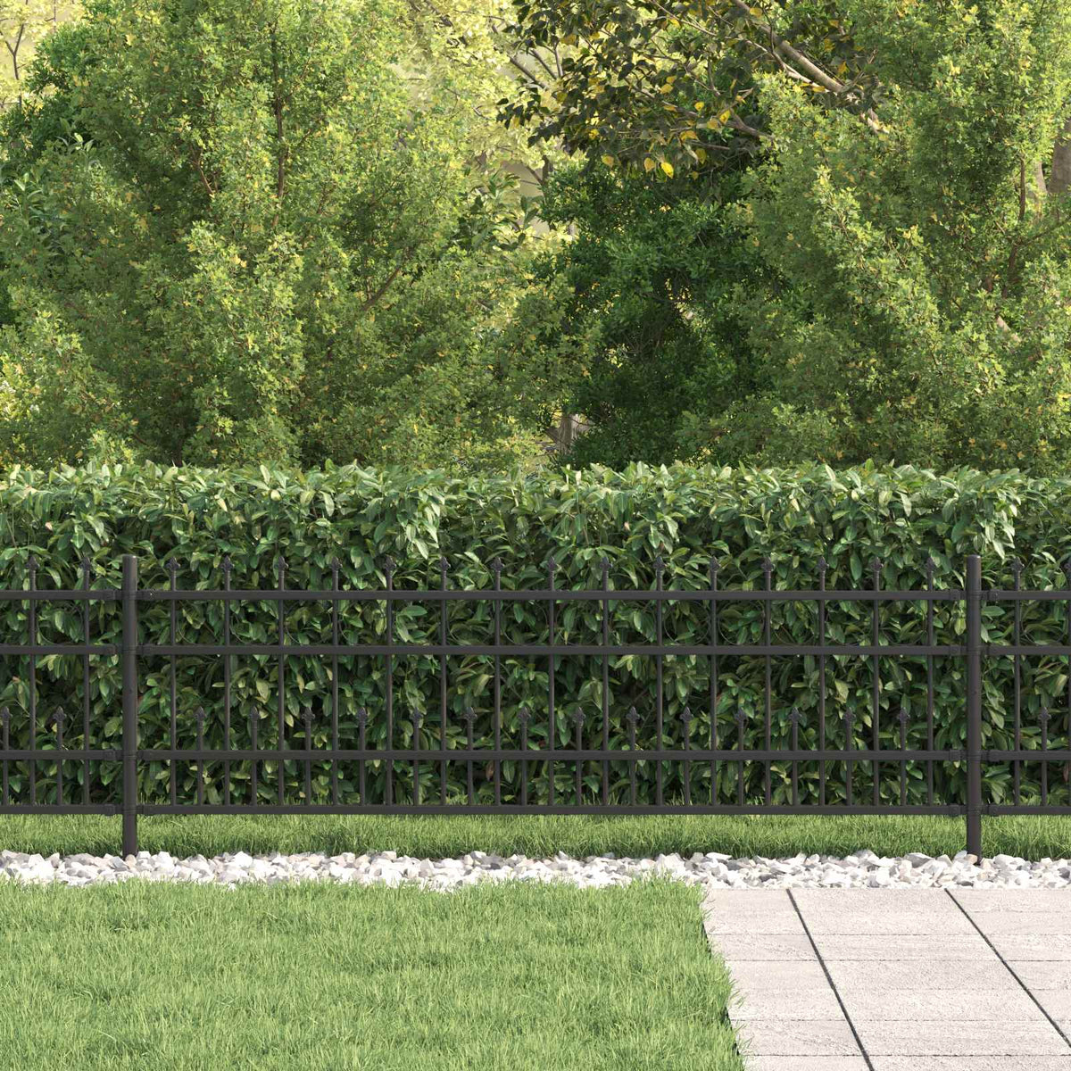 Vidaxl spike ring hek zwart 200 x 130 cm gepoedercoat staal