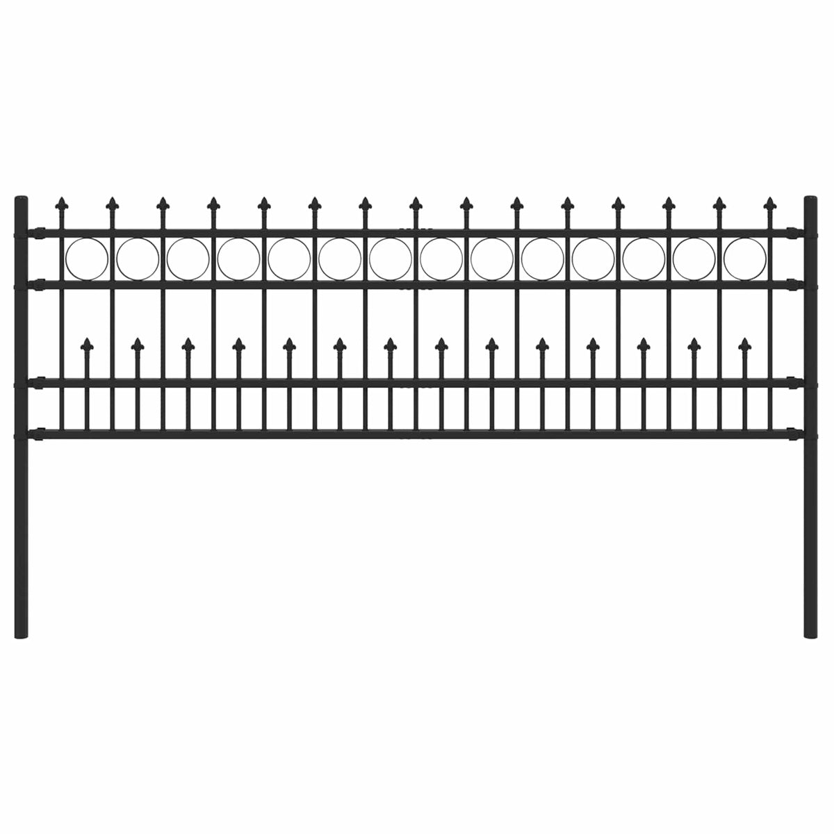 Vidaxl spike ring hek zwart 200 x 130 cm gepoedercoat staal