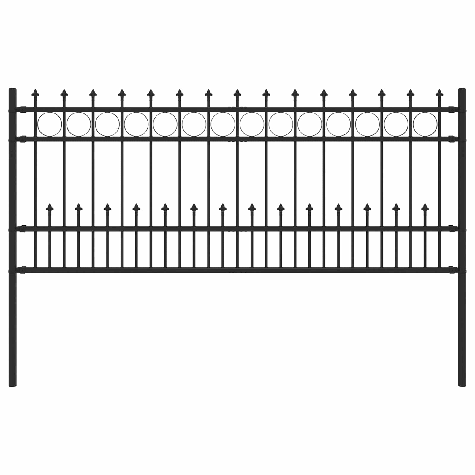 Vidaxl spike ring hek zwart 200 x 130 cm gepoedercoat staal