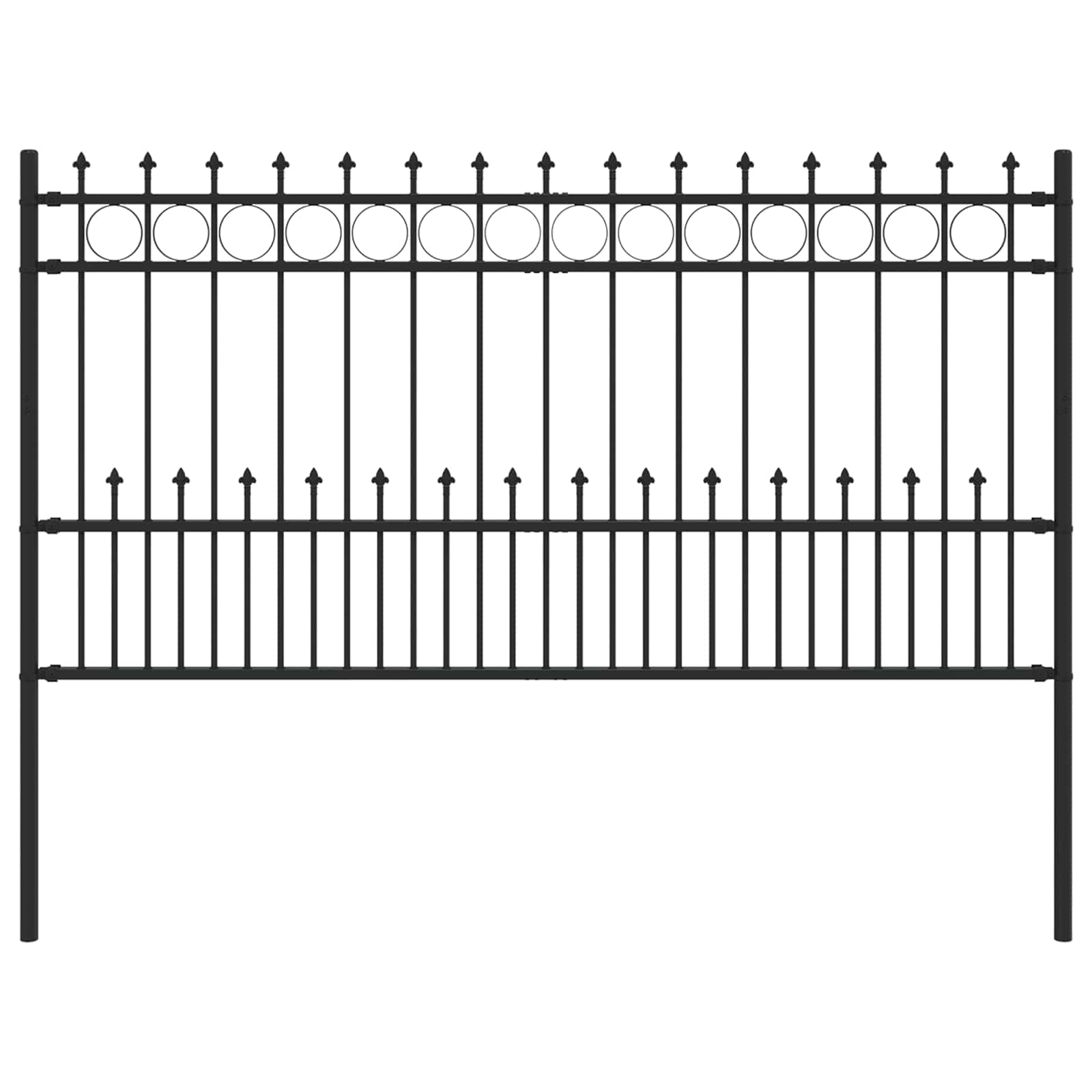 Vidaxl spike ring hek zwart 200 x 150 cm gepoedercoat staal