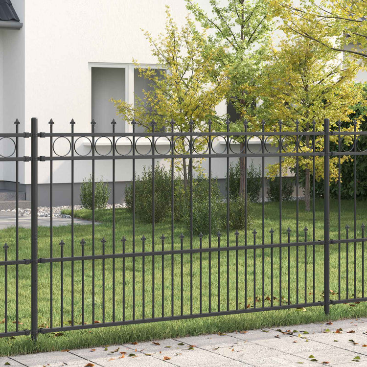 Vidaxl spike ring hek horst 200 x 166 cm gepoedercoat staal zwart