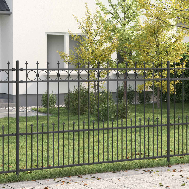 Vidaxl spike ring hek zwart 200 x 130 cm gepoedercoat staal
