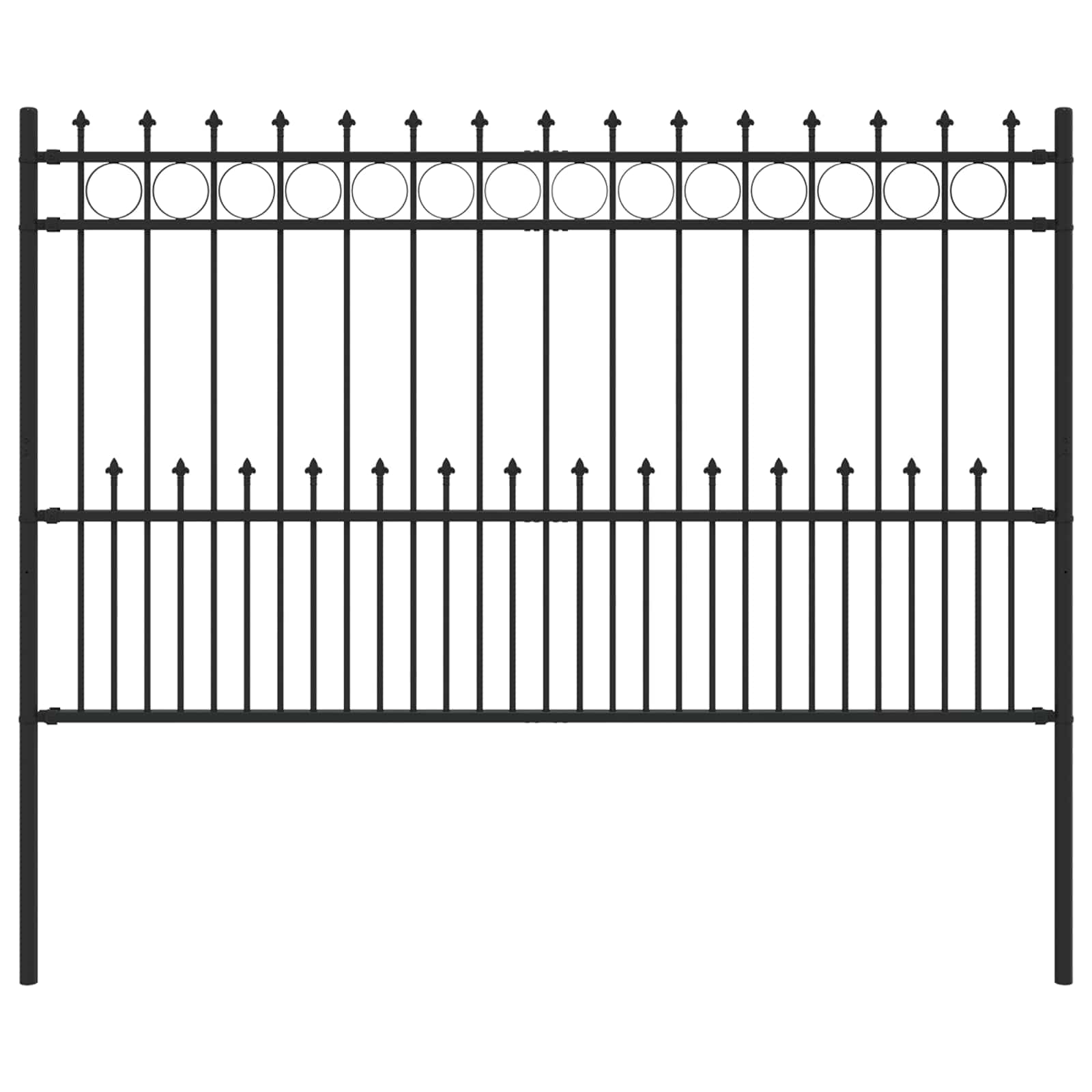 Vidaxl spike ring hek zwart 200 x 130 cm gepoedercoat staal