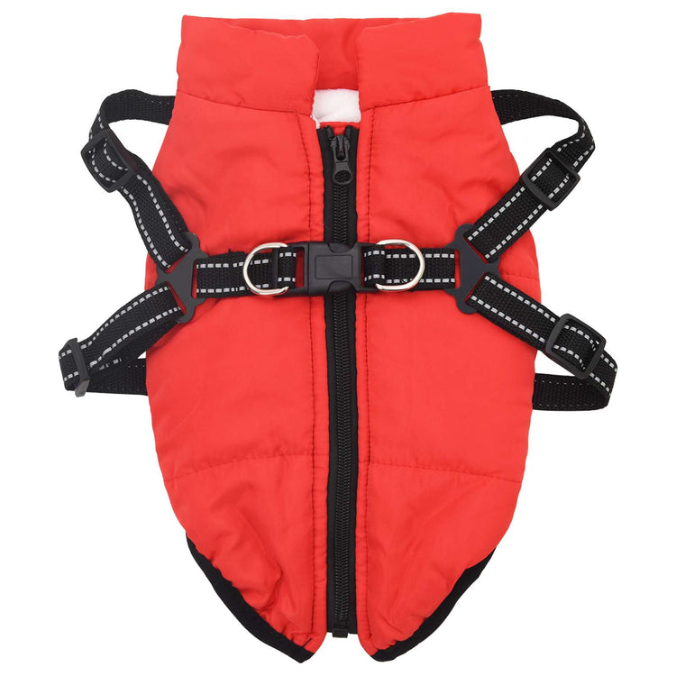 Vidaxl hondenjas met harnas rood s fleece en polyester