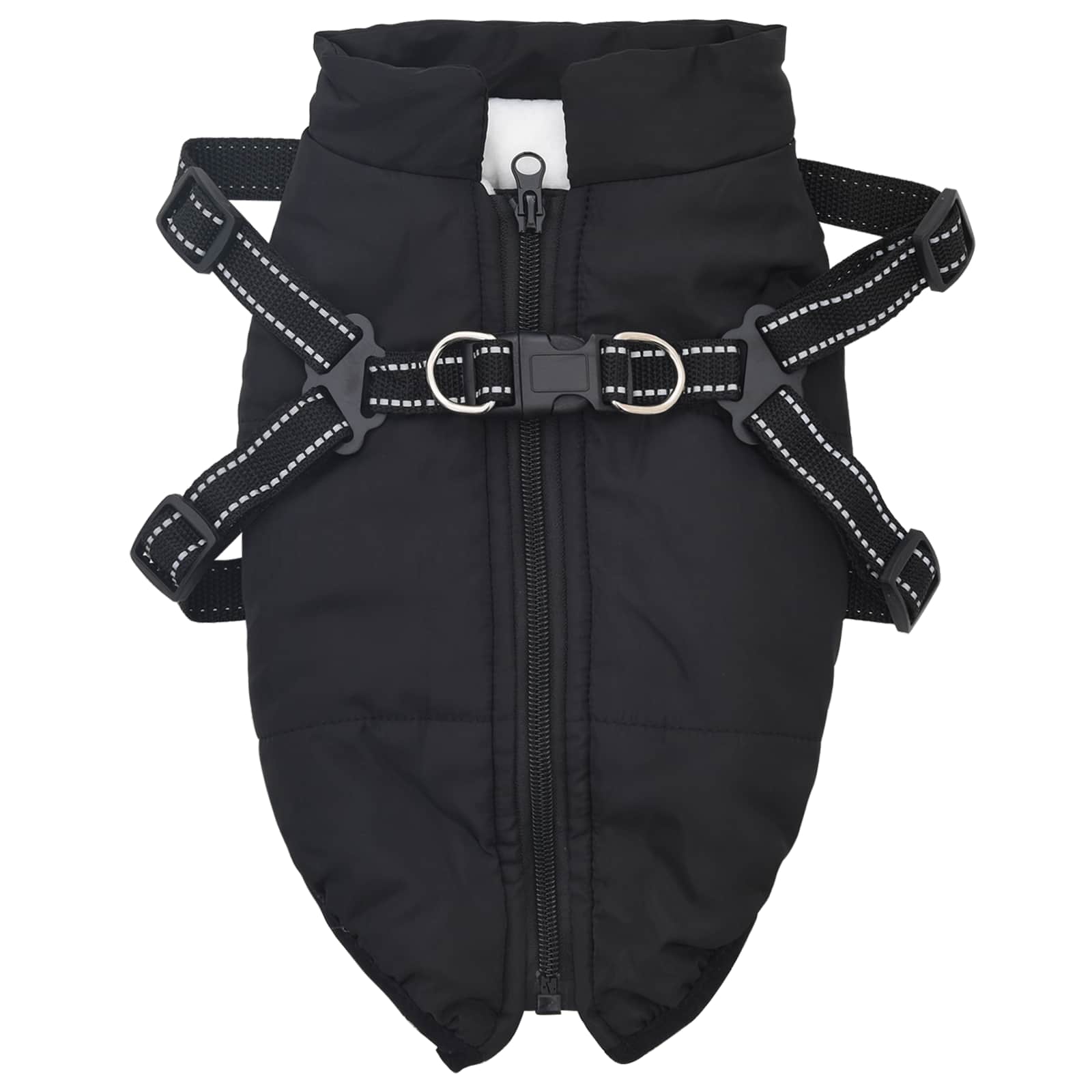 Vidaxl hondenjas met harnas zwart s fleece en polyester