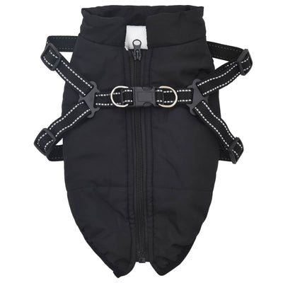 Vidaxl hondenjas met harnas zwart s fleece en polyester