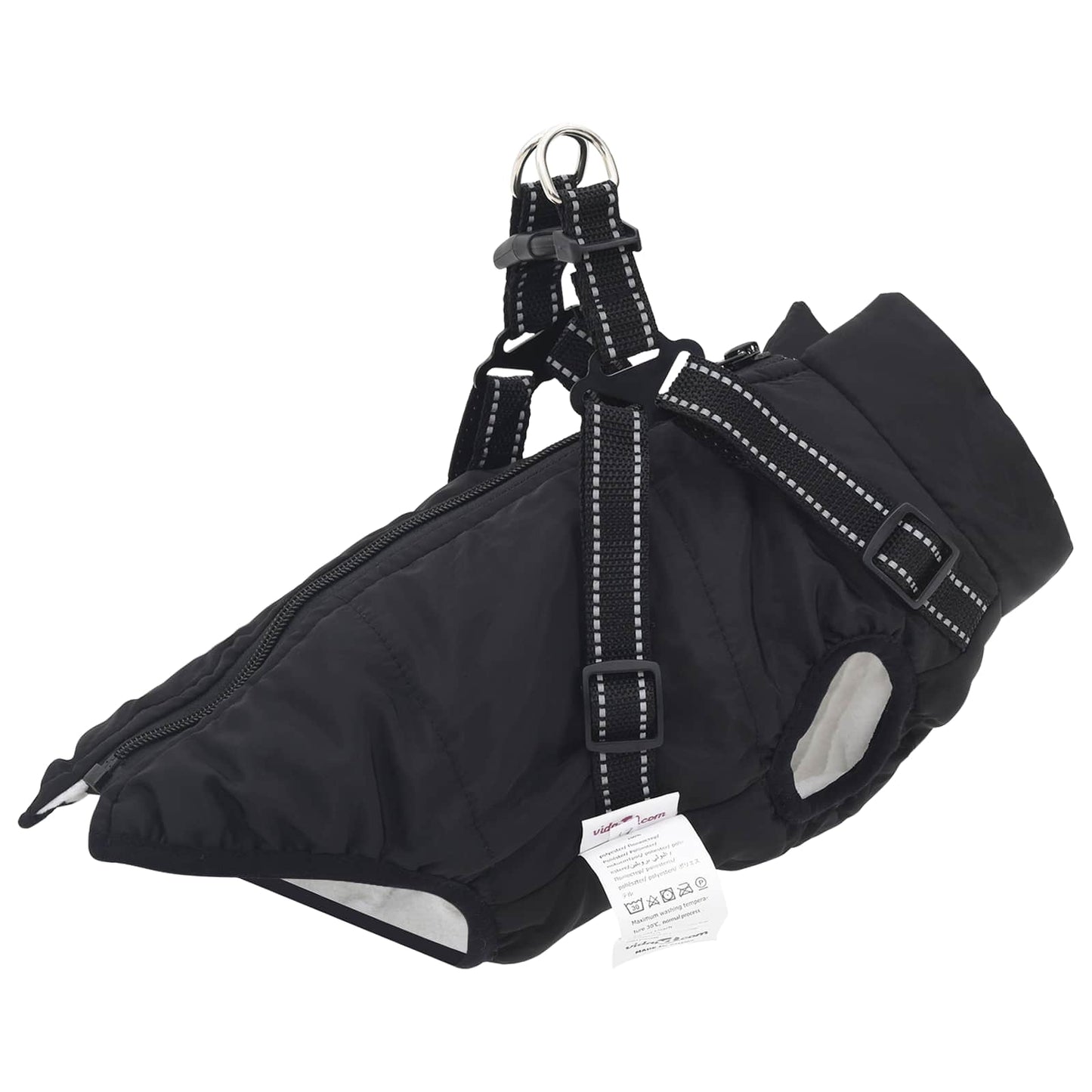 Vidaxl hondenjas met harnas zwart 2xl fleece en polyester