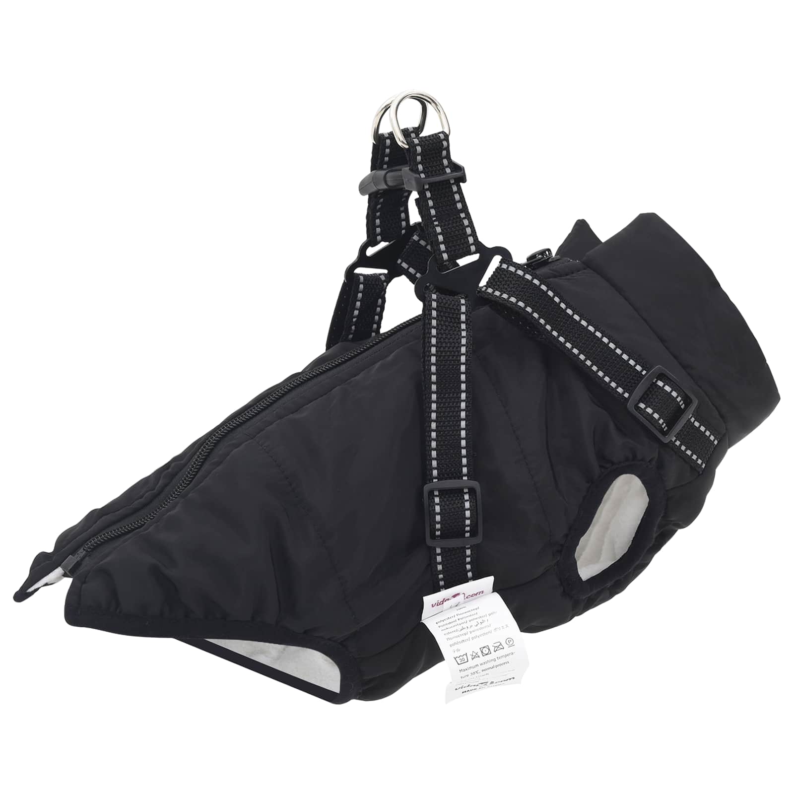 Vidaxl hondenjas met harnas zwart 2xl fleece en polyester