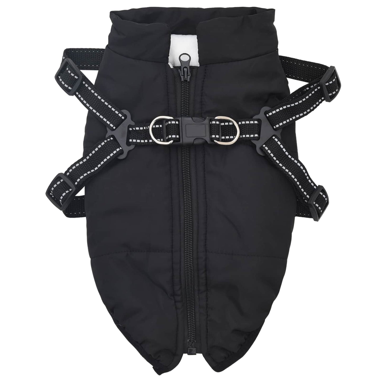 Vidaxl hondenjas met harnas zwart 2xl fleece en polyester
