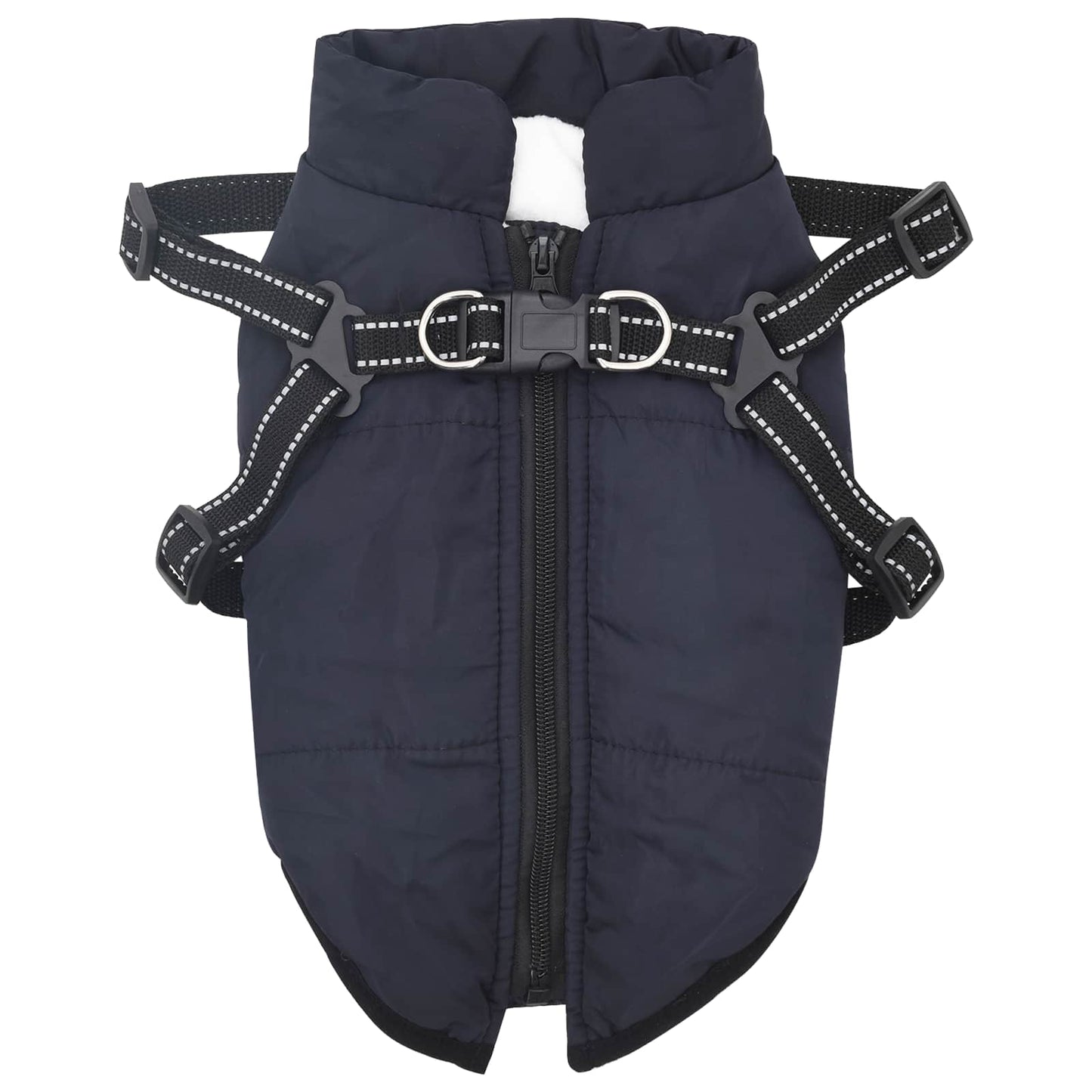 Vidaxl hondenjas met harnas marineblauw l fleece en polyester