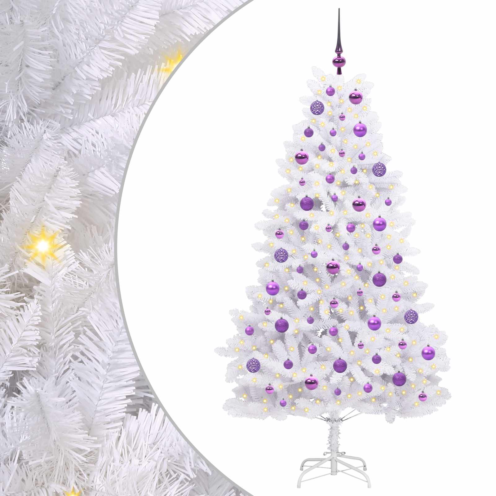 Vidaxl kunstmatige inklapbare kerstboom wit 180 cm pvc en staal
