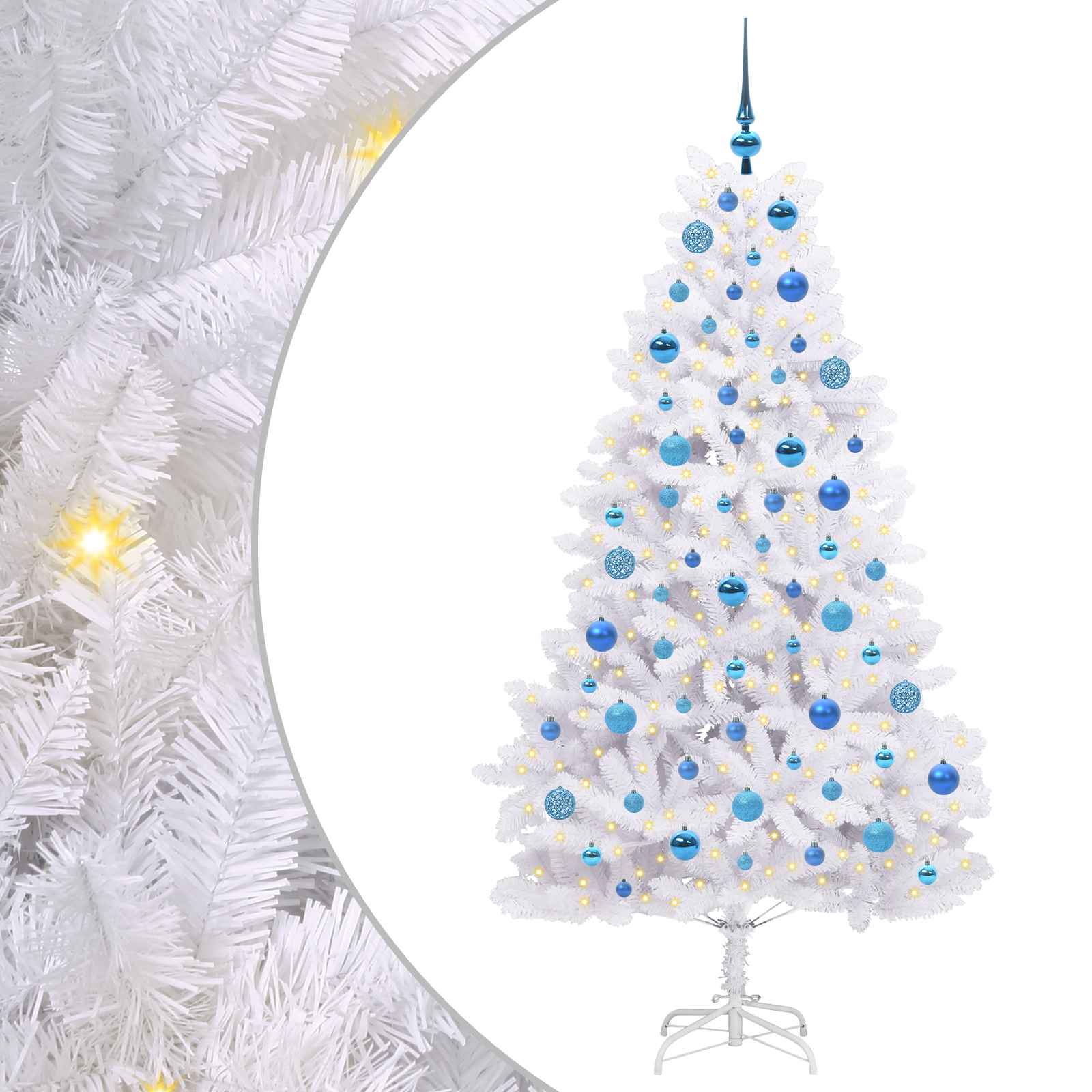 Vidaxl kunstmatige inklapbare kerstboom wit 180 cm pvc en staal