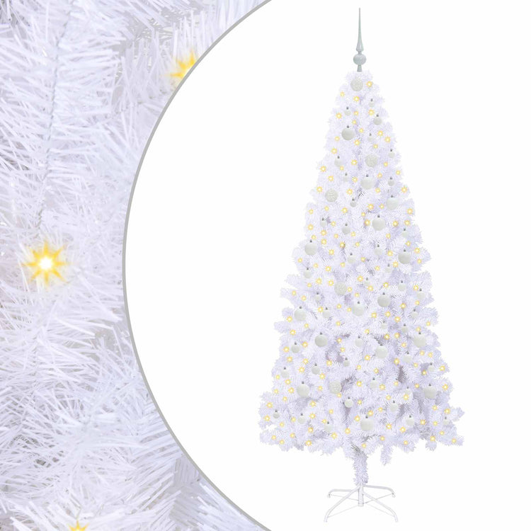 Vidaxl kunstkerstboom met 300 led wit 210 cm pvc en staal