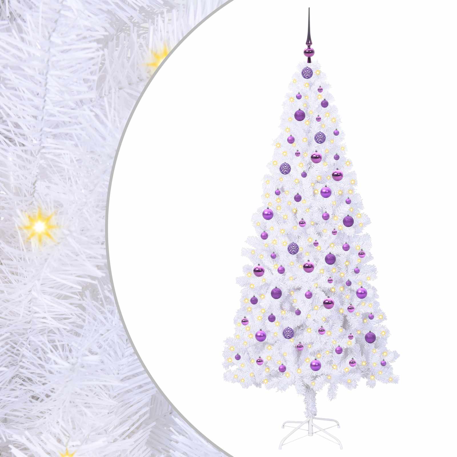 Vidaxl kunstkerstboom met 300 led wit 210 cm pvc en staal