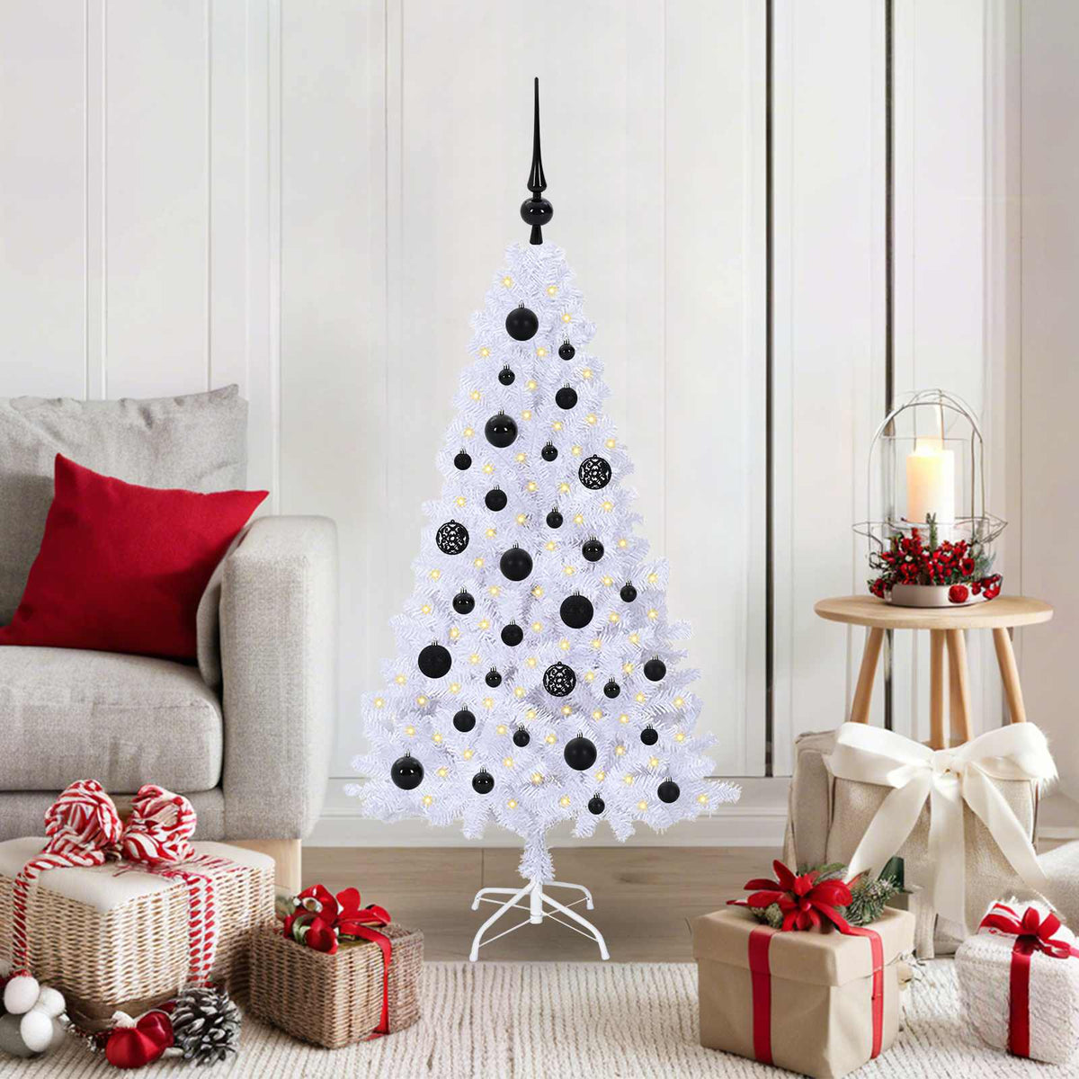 Vidaxl kunstkerstboom wit 120 cm pvc en staal
