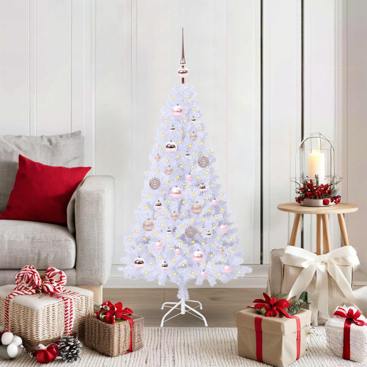 Vidaxl kunstkerstboom wit 120 cm pvc en staal