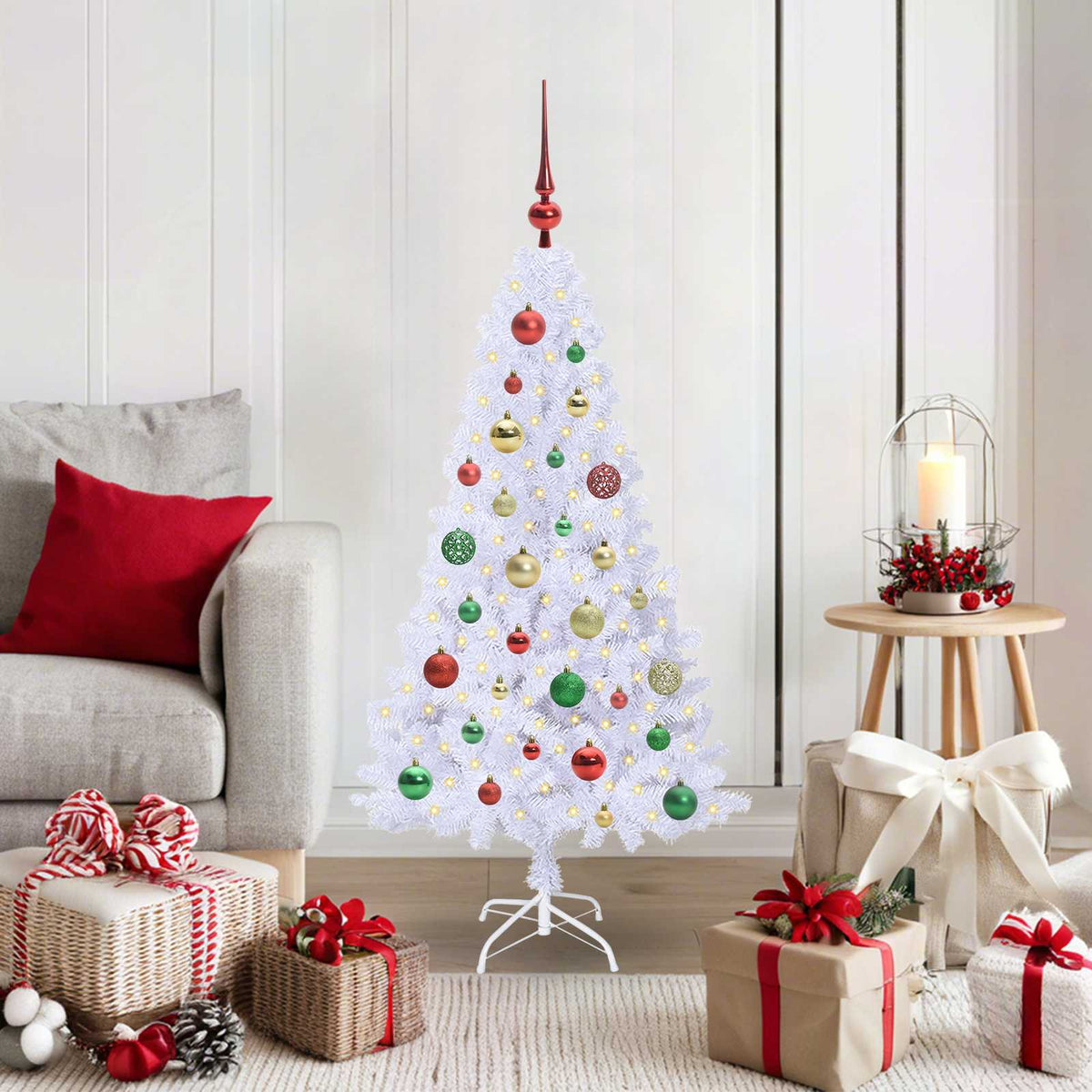 Vidaxl kunstkerstboom wit 120 cm pvc en staal