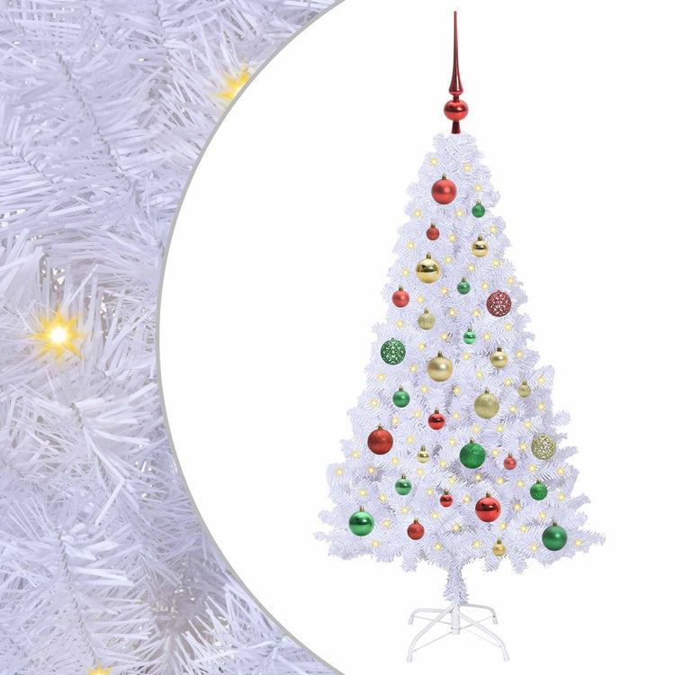 Vidaxl kunstkerstboom wit 120 cm pvc en staal