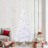 Vidaxl kunstkerstboom met 300 led wit 210 cm pvc en staal - afbeelding 1